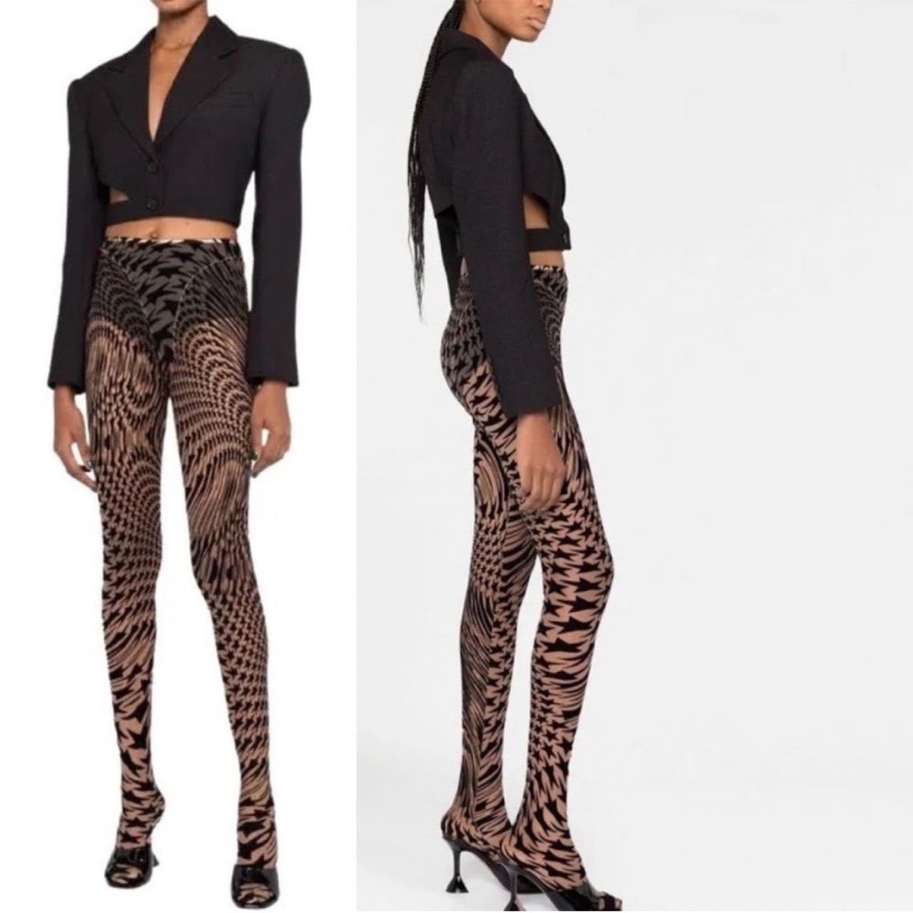 mugler Black and Beige Patterned Women Pants